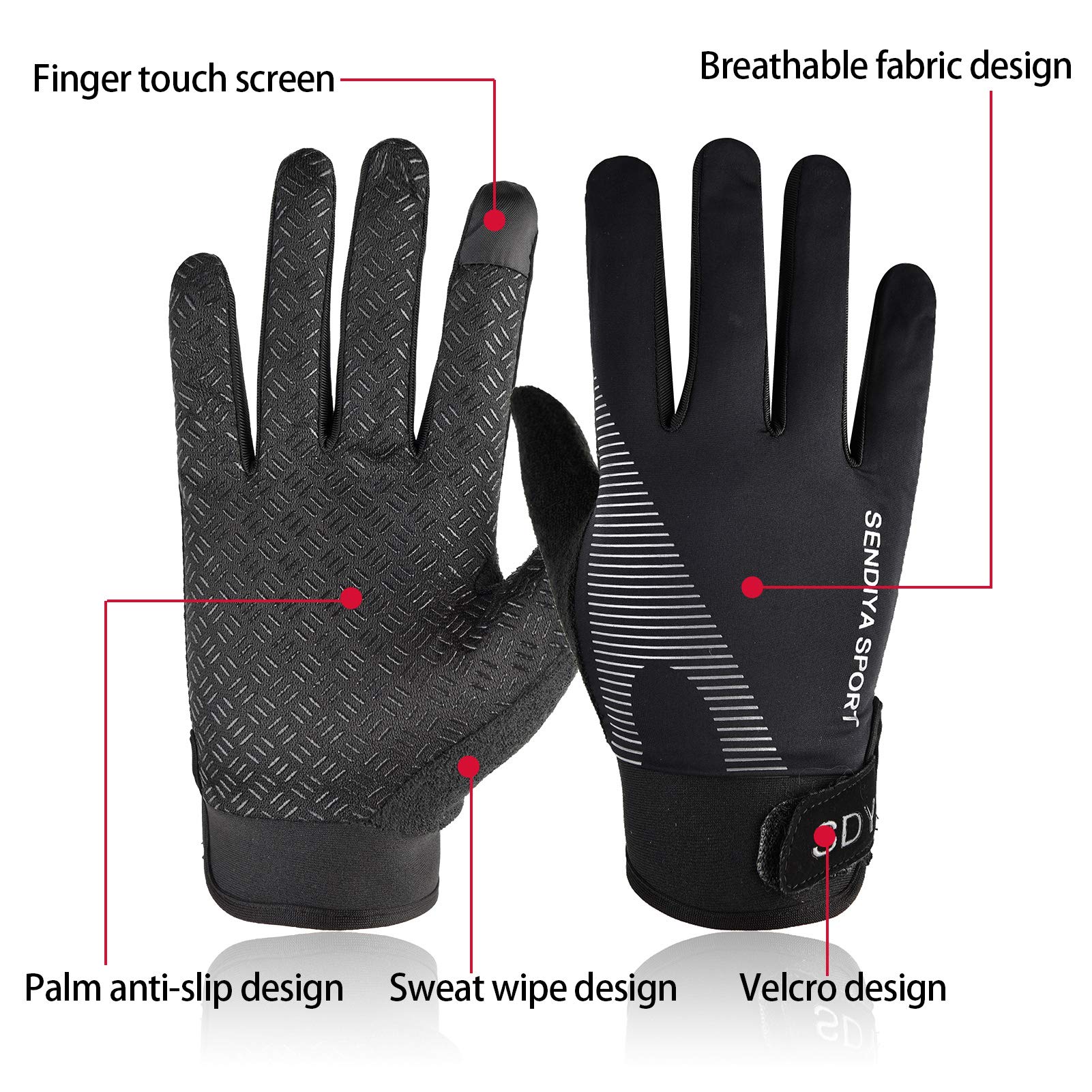 Workout Gloves, Full Palm Protection & Extra Grip, Gym Gloves For Weight Lifting, Training, Fitness, Exercise (Men & Women), Bla