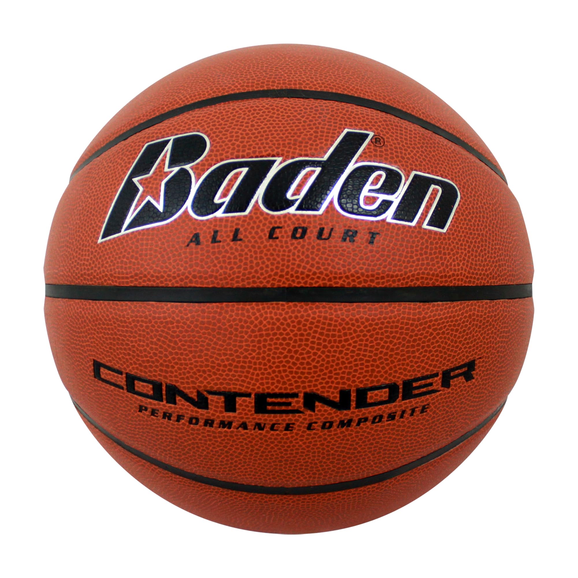 Baden Contender Indoor-Outdoor Basketball | Official Size 7, 29.5-Inch Mens Basketball With Durable Composite Cover, Orange Colo