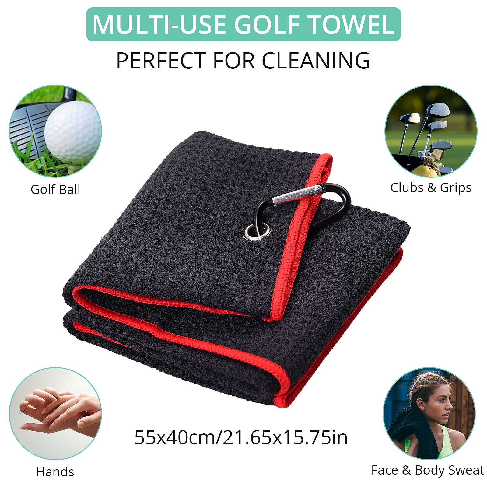 Vinteam Golf Accessories Gift Set, Golf Towel, Golf Club Brush With Groove Cleaner, Foldable Divot Repair Tool With Ball Marker,