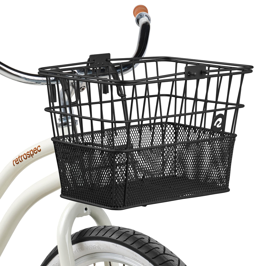 Retrospec Bicycles Detachable Steel Half-Mesh Apollo Bike Basket with Handles, Black