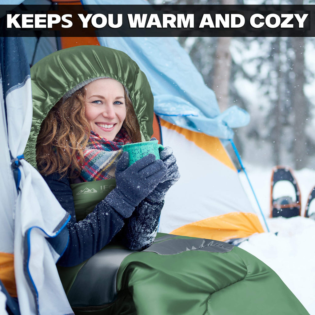 Iforrest Sleeping Bag For Adults - Cold Weather Camping Bed (All Seasons) - Extra-Wide & Warm, Best Waterproof Backpacking Gear