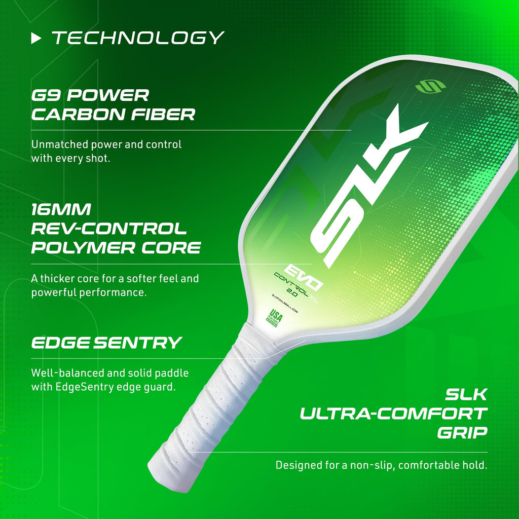 Selkirk Sport Slk Evo Control Xl Pickleball Paddle | G8 Power Carbon Fiber Pickleball Paddle Face With Spinflex Surface And Rev-