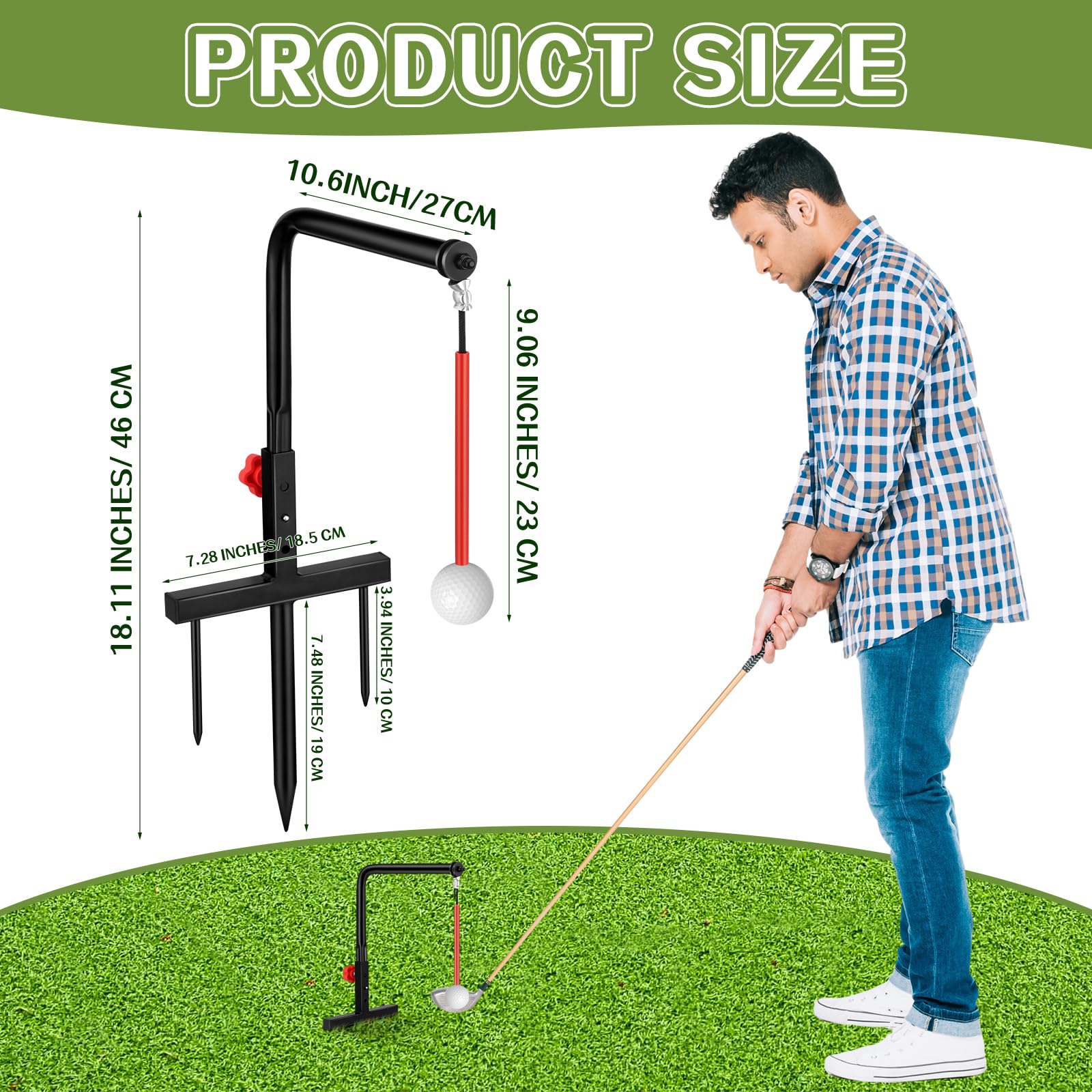 Poen Golf Swing Trainer Training Durable Iron Golf Practice Swing Groover With 3 Height Indoor Golf Practice Simulator Accessori