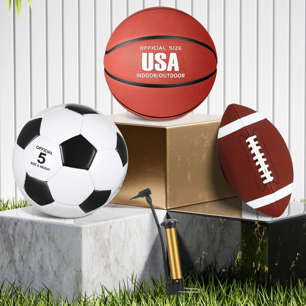 Sratte 3 Pcs Sports Balls Sport Set Including Official Size Soccer Basketball Football With Pump And Carry Bag For Teens Adults