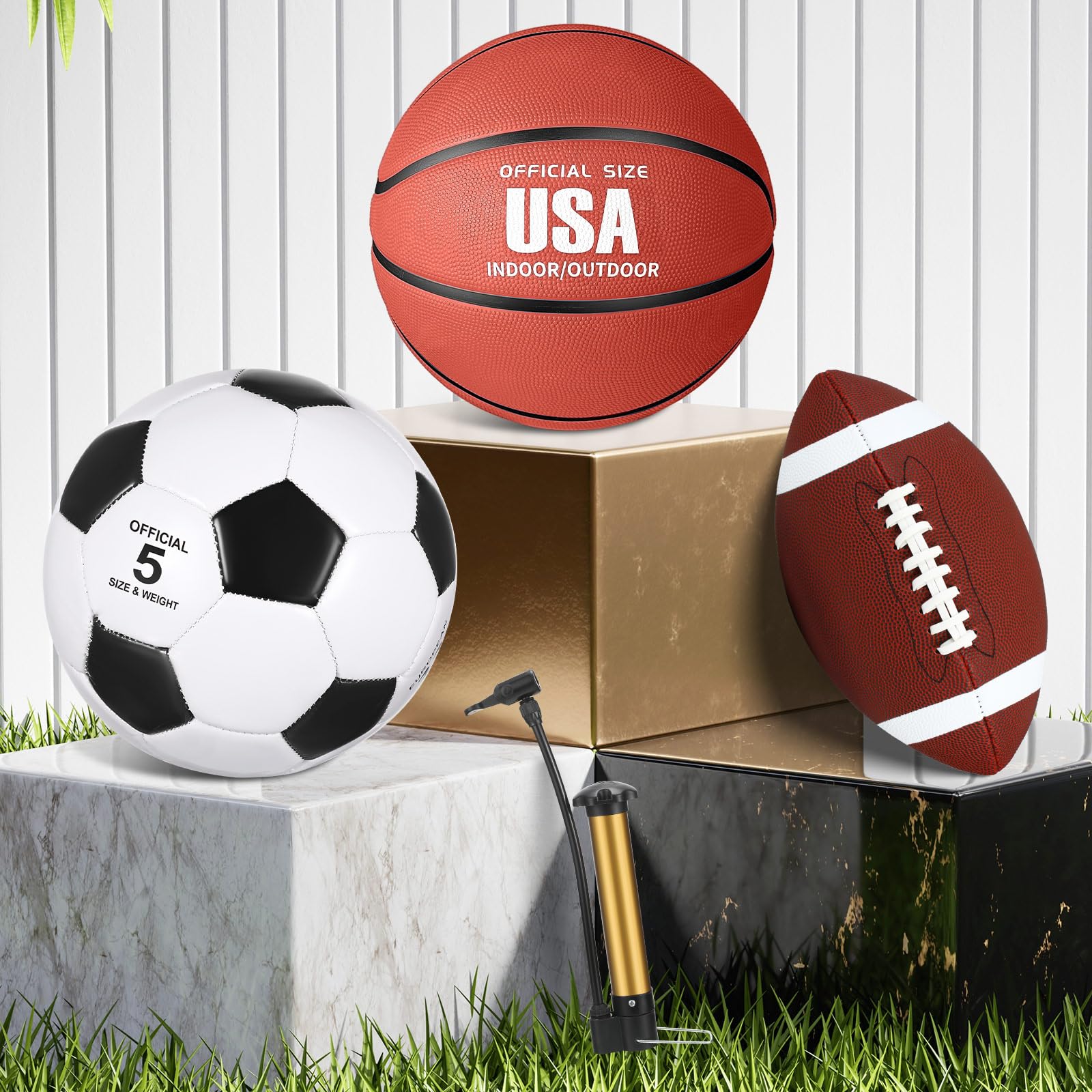 Sratte 3 Pcs Sports Balls Sport Set Including Official Size Soccer Basketball Football With Pump And Carry Bag For Teens Adults