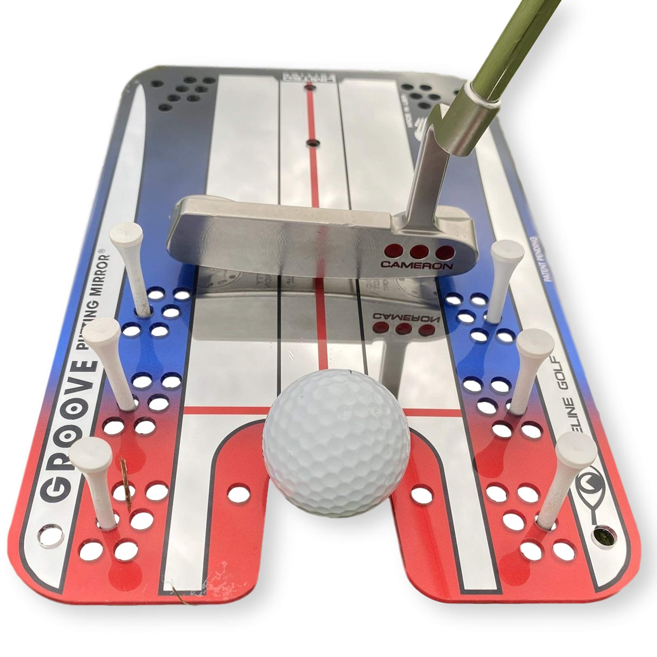 Eyeline Golf Groove Putting Mirror -Training Aid Align Eyes, Body, Putter Face. Indoor/Outdoor. 8 Putting Drills - Alignment Sta