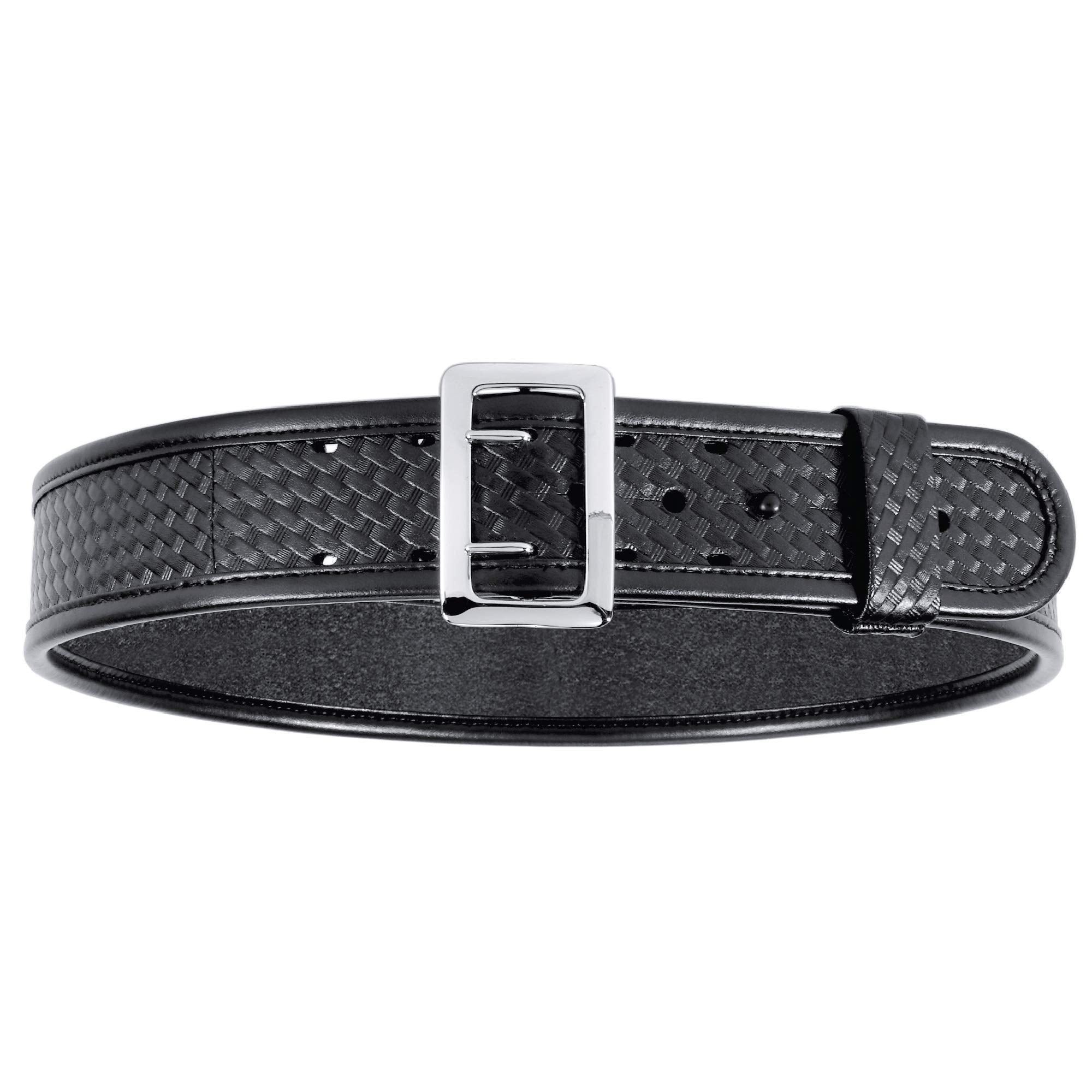 Bianchi 7960 Sam Browne Duty Belt, Fits 2.25 Inches (58 MM) Belt Loops, 46, Chrome Buckle, Basketweave Black