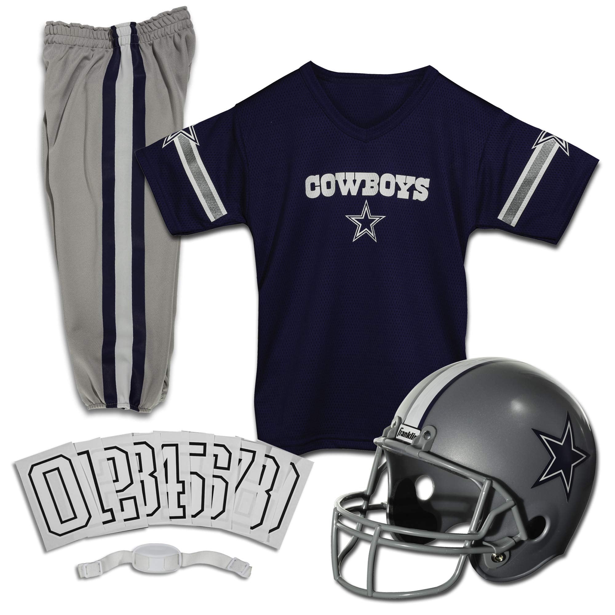 Franklin Sports Dallas Cowboys Kids Football Uniform Set - NFL Youth Football Costume for Boys & Girls - Set Includes Helmet, Je