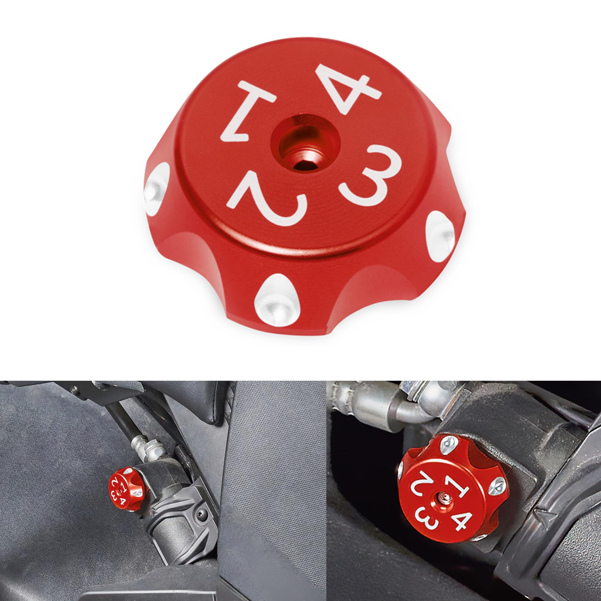 BAKAFOH Aluminum Rear Shock Suspension Dampness Setting Adjuster Decor Cap Protector for Can Am Ryker 600 900/Rally Edition/Spor