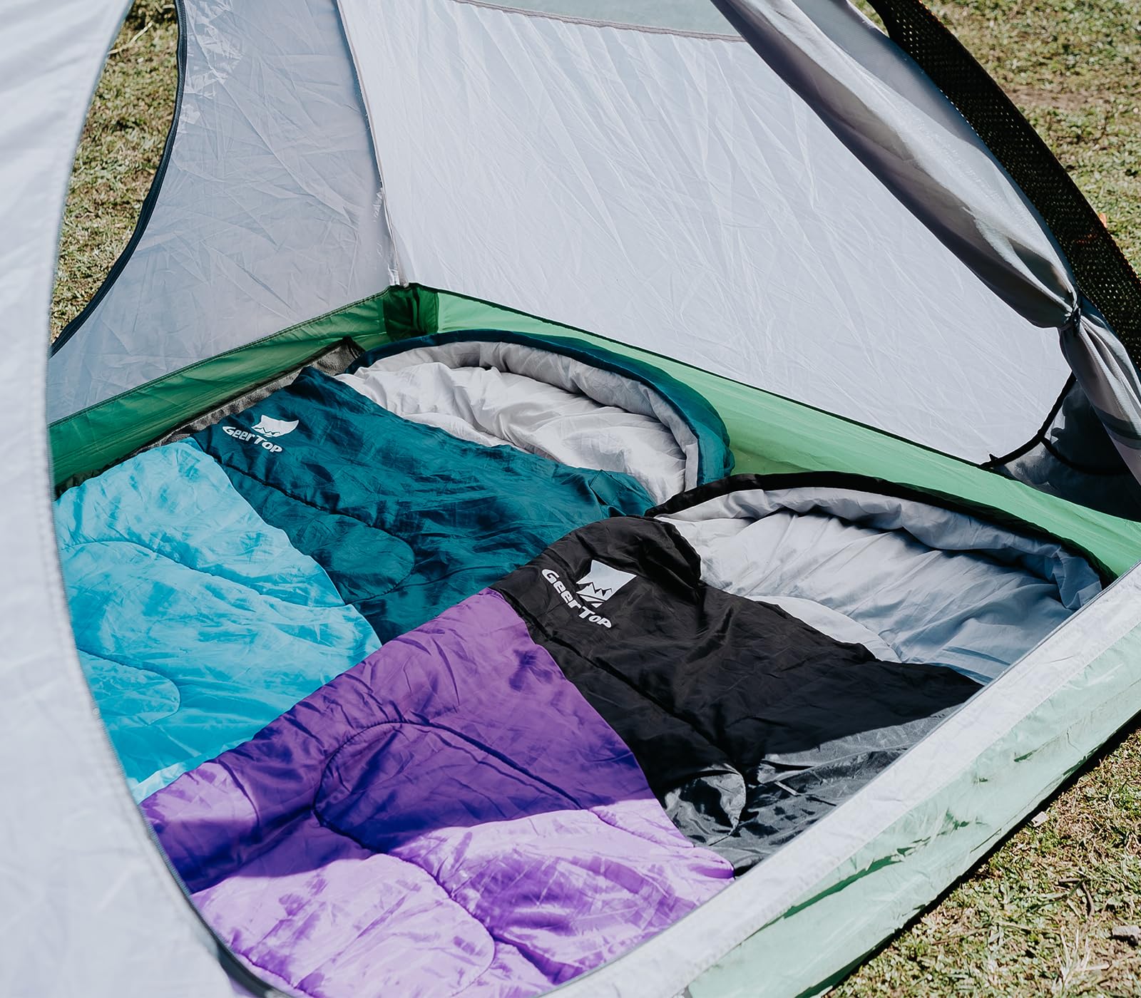 Geertop Camping Sleeping Bag, 3 Season Backpacking Sleeping Bag, Lightweight Portable Warm Cool Weather (Mint)