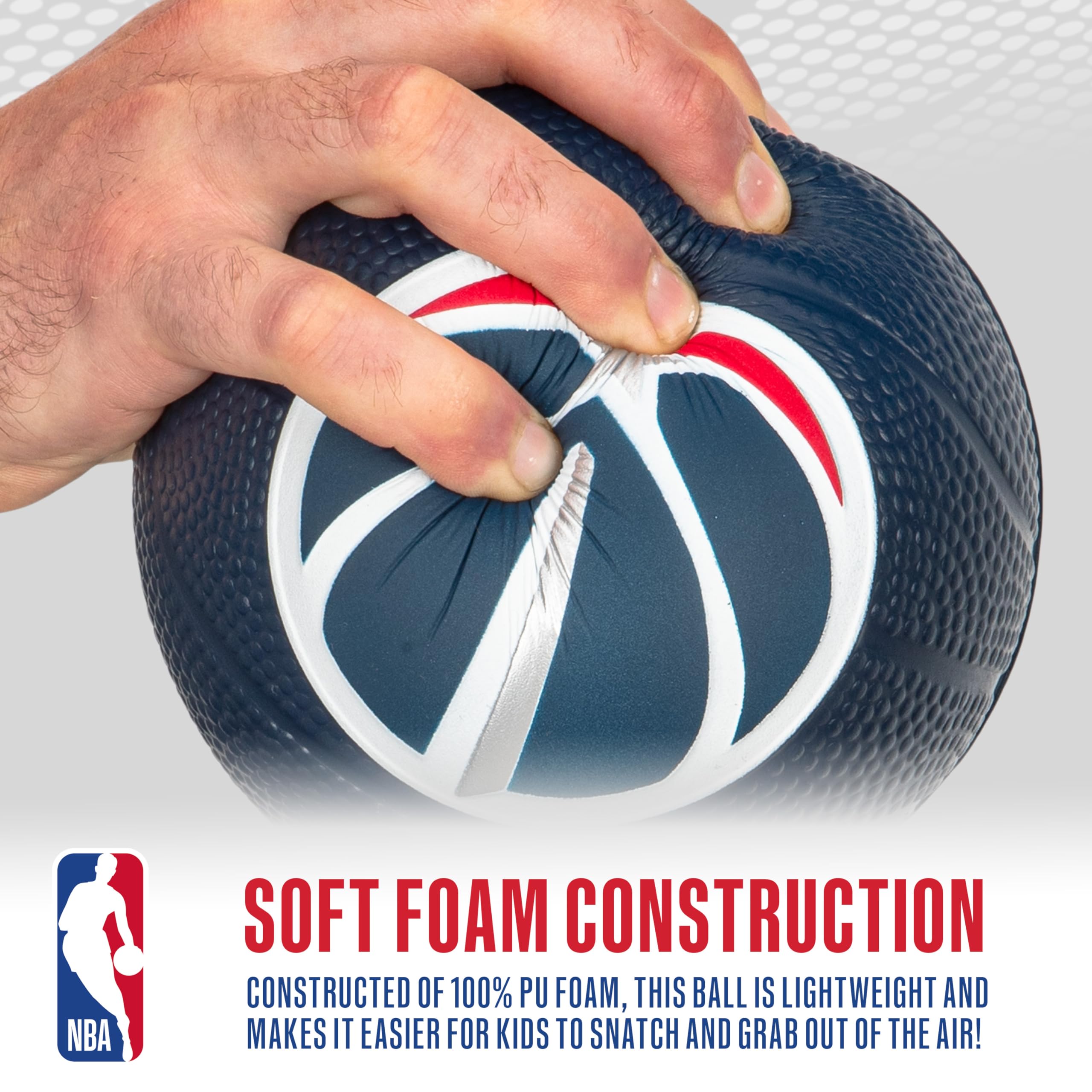 Franklin Sports Nba Washington Wizards Mini Foam Basketball - Kids 5.5'' Inch Toy Basketball For Over The Door + Mini Indoor Hoo