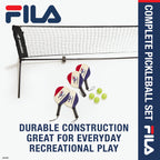 Fila Accessories Pickleball Net Set - Includes Pickleball Paddles Set Of 4 With Regulation Size 4 Outdoor Balls & 10Ft All Weath