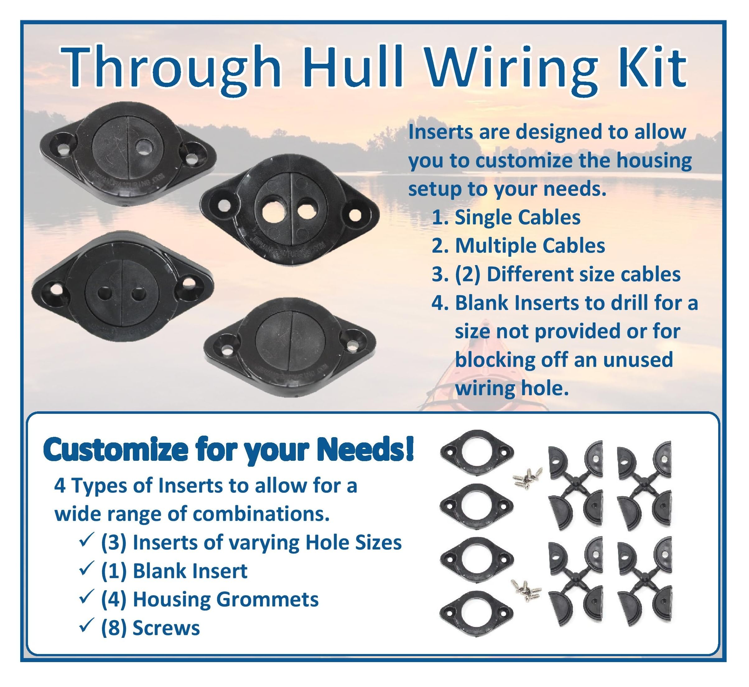 Jsp Manufacturing Through Hull Wiring Kit For Kayaks, Thru-Hull Wiring Kits For Wilderness Systems Hobie Installs Of Fish Finder