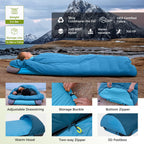 Atepa Peakvent 520 Down Sleeping Bag For Adults, 700Fp Recycled Ultralight Cold Weather 3 Season Compact Packable Sleeping Bag W