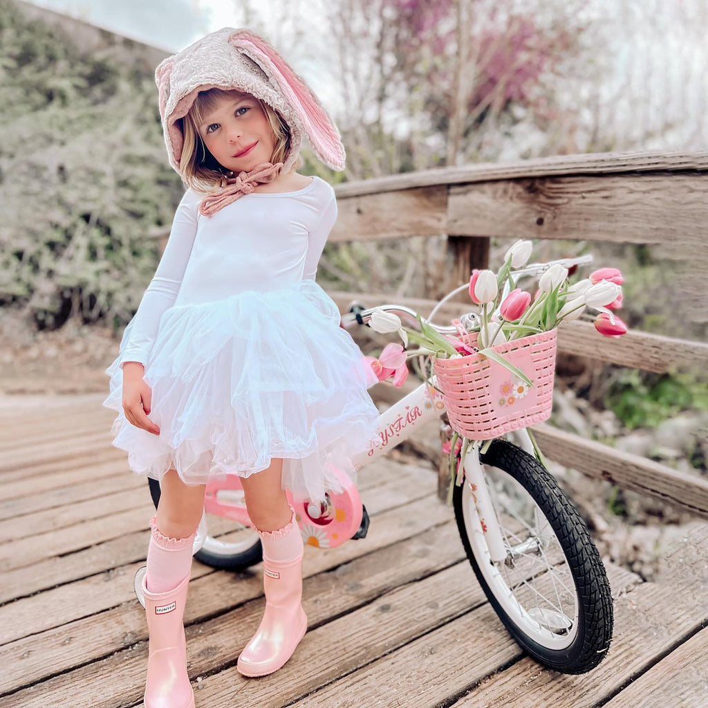 Joystar Kids Bike Little Daisy 16 Inch Girls Bike With Training Wheels Doll Bike Seat Basket & Streamers Princess Kids Bicycle F