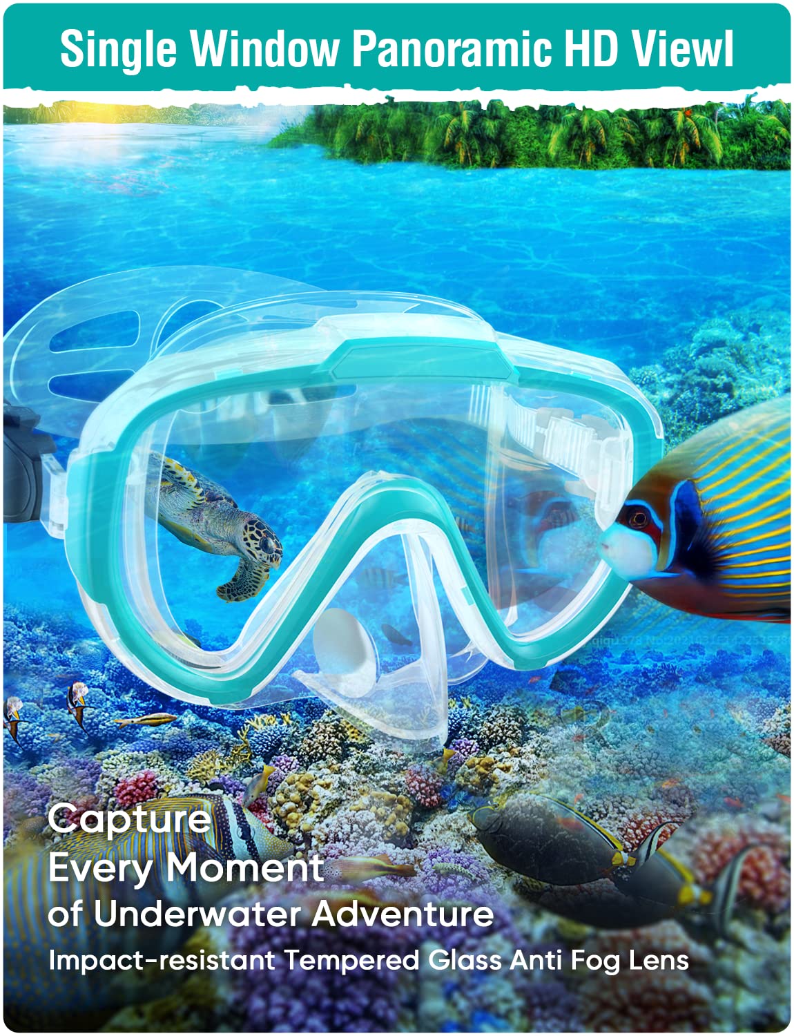 Seovediary Snorkel Set Adults Snorkeling Gear Anti-Fog Panoramic View Swim Mask Dry Top Snorkel Kit With Carry Bag For Snorkelin