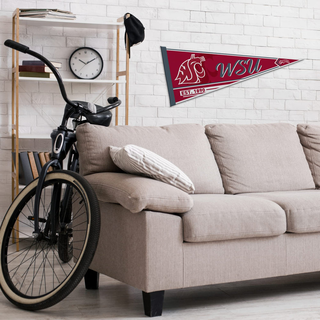 Rico Industries Ncaa Washington State Cougars - Wsu Classic 12'' X 30'' Felt Wall D  Cor Pennant - Great For Home/Bed Room/Man C