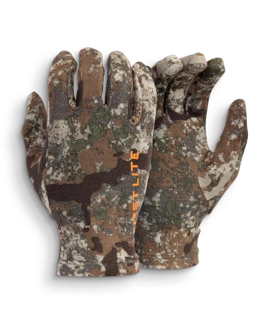 First Lite Aerowool Touch Liner Merino Wool Glove - Lightweight, Touchscreen Compatible Camo Hunting Gloves - First Lite Specter