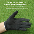 Finger Ten Men? Golf Glove Left Hand Rain Grip Pack, Durable Fit For Hot Wet All Weather (Black, Large)