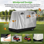 10L0L Universal 2-4 Passenger Golf Cart Cover For Ezgo, Club Car And Yamaha, Waterproof Sunproof And Durable, Silver White