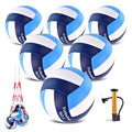 ELKCIP 6 Pack Volleyballs Official Size 5, Soft Bulk Recreational Volley Balls with Pump and Net Bag for Indoor Outdoor Beach Po