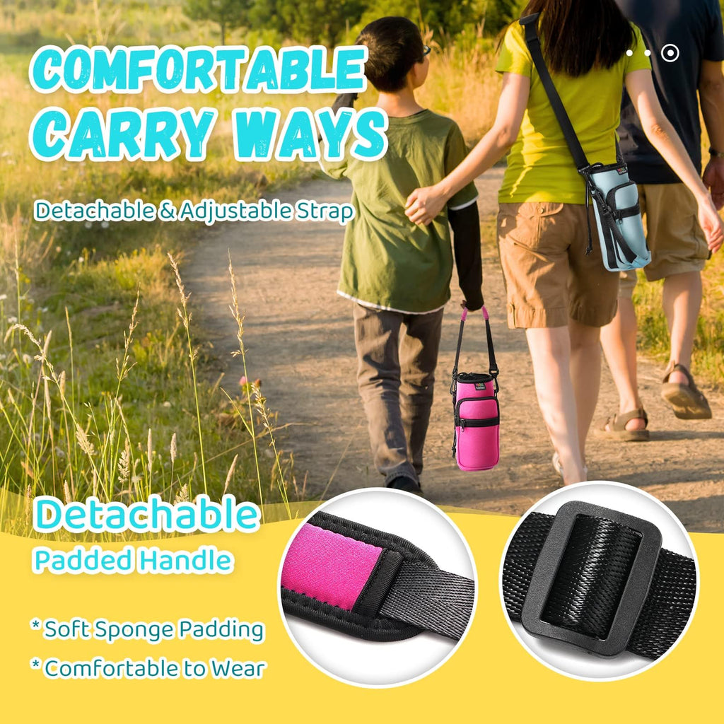 Nuovoware Water Bottle Carrier Bag, 25oz/32oz Pouch Holder, Adjustable Shoulder Hand Strap 2 Pocket Sling Neoprene Sleeve Sports