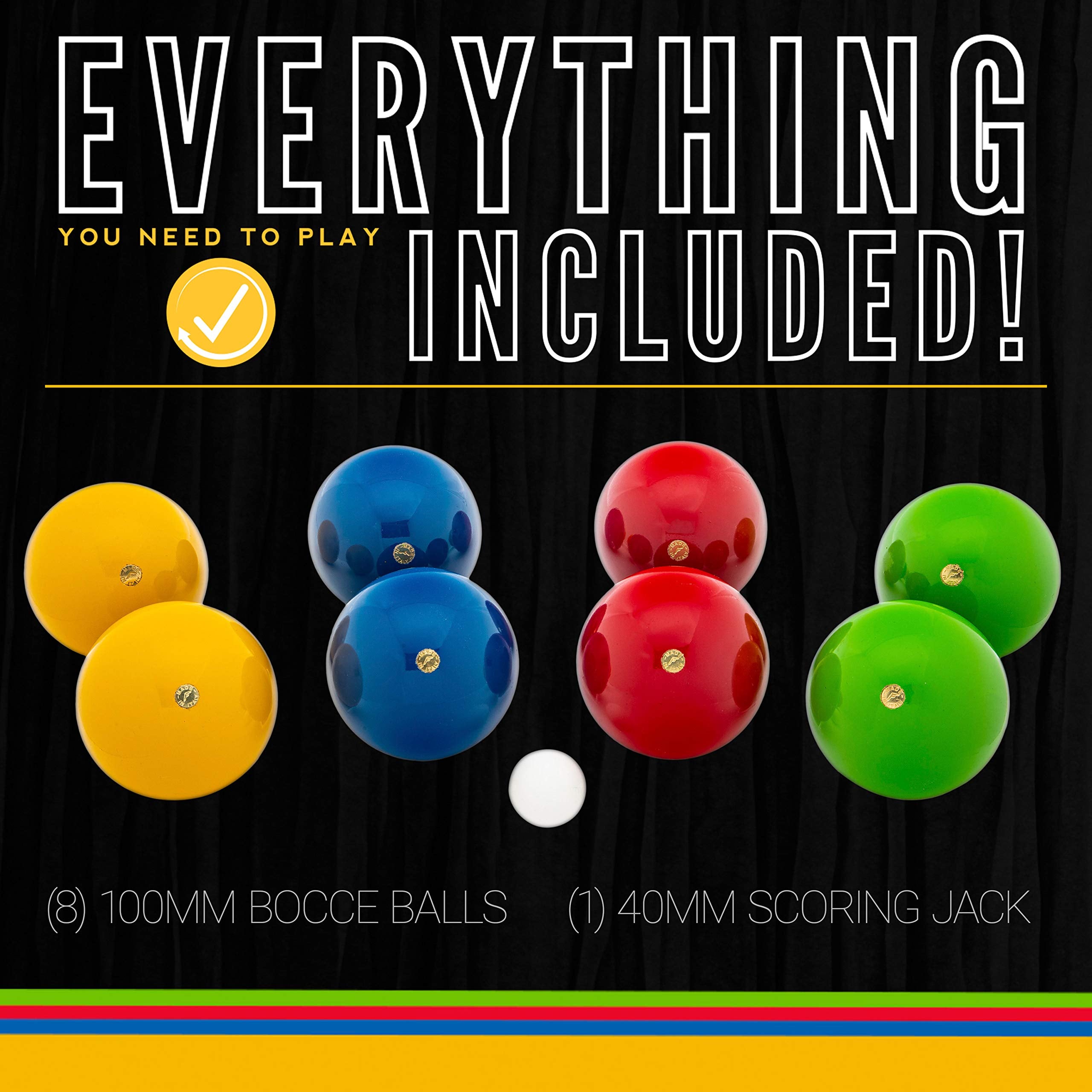 Franklin Sports 100Mm Bocce Ball Set - 8 Wooden Bocce Balls And 1 Pallino - Beach, Backyard Lawn Or Outdoor Party Game - Made In