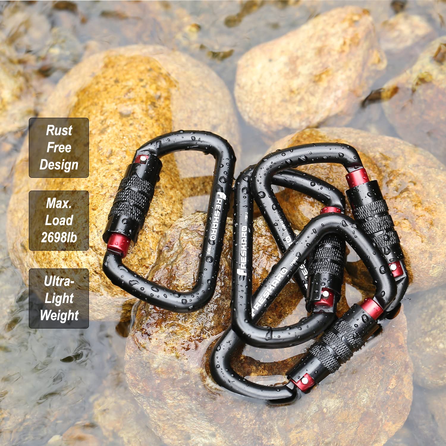 3Inch Locking Carabiner Clips-Twist Auto Lock Caribeener, Heavy Duty Keychain Key Carabeaner Hooks, 7075 Aerial Aluminum Ultra L