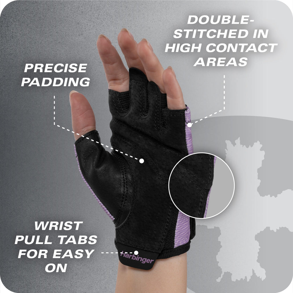 Power Gloves 3.0 - Durable Half Finger Weightlifting Gloves with Adjustable Wrist Closure, Breathable Leather Palm, Womens