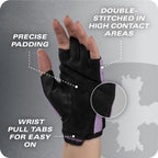 Power Gloves 3.0 - Durable Half Finger Weightlifting Gloves with Adjustable Wrist Closure, Breathable Leather Palm, Womens