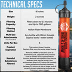 5 High Capacity Emergency Survival Water Straws - Personal Water Filter For Camping, Hiking, Travel, Biking, Survival, Emergency