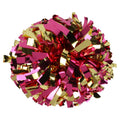 Metallic Cheerleader Cheerleading Pom Poms 6 inch 1 Pair 2 Pieces (Shocking Hot Pink/Gold)