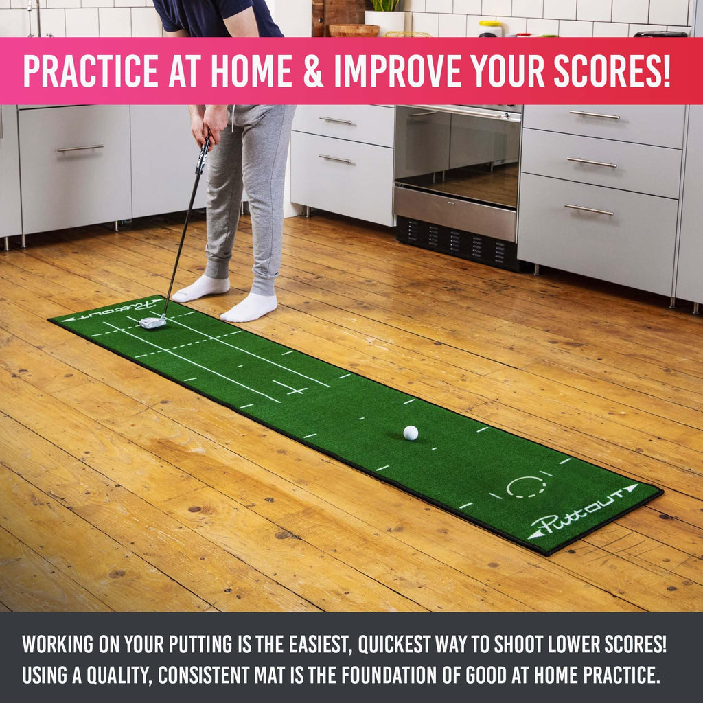 Puttout Pro Golf Putting Mat - Perfect Your Putting (7.87-Feet X 1.64-Feet) (Green)