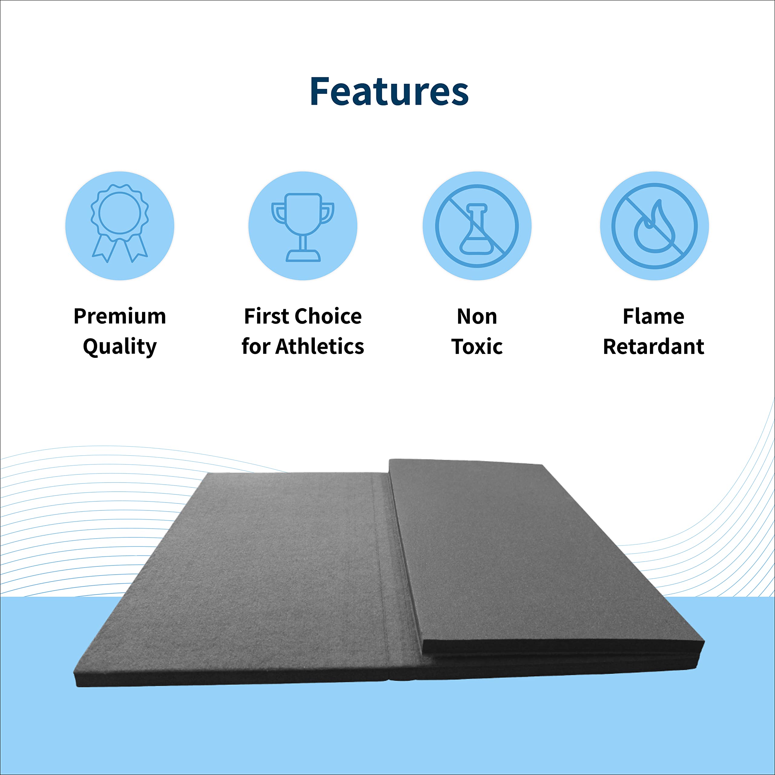 Envirolite Carpet Bonded Foam Folding Mats - Trifold Exercise Mat For Tumbling, Gymnastics, Wrestling, Martial Arts, Mma, Aerobi