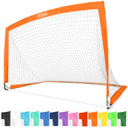 GoSports Team Tone 6 ft x 4 ft Portable Soccer Goal for Kids - Pop Up Net for Backyard - Orange