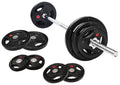 Signature Fitness Cast Iron Standard Weight Plates Including 5Ft Standard Barbell With Star Locks, 45-Pound Set (35 Pounds Plate
