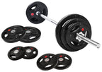 Signature Fitness Cast Iron Standard Weight Plates Including 5Ft Standard Barbell With Star Locks, 45-Pound Set (35 Pounds Plate