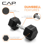 Cap Barbell 25 Lb Coated Hex Dumbbell Weight, New Edition
