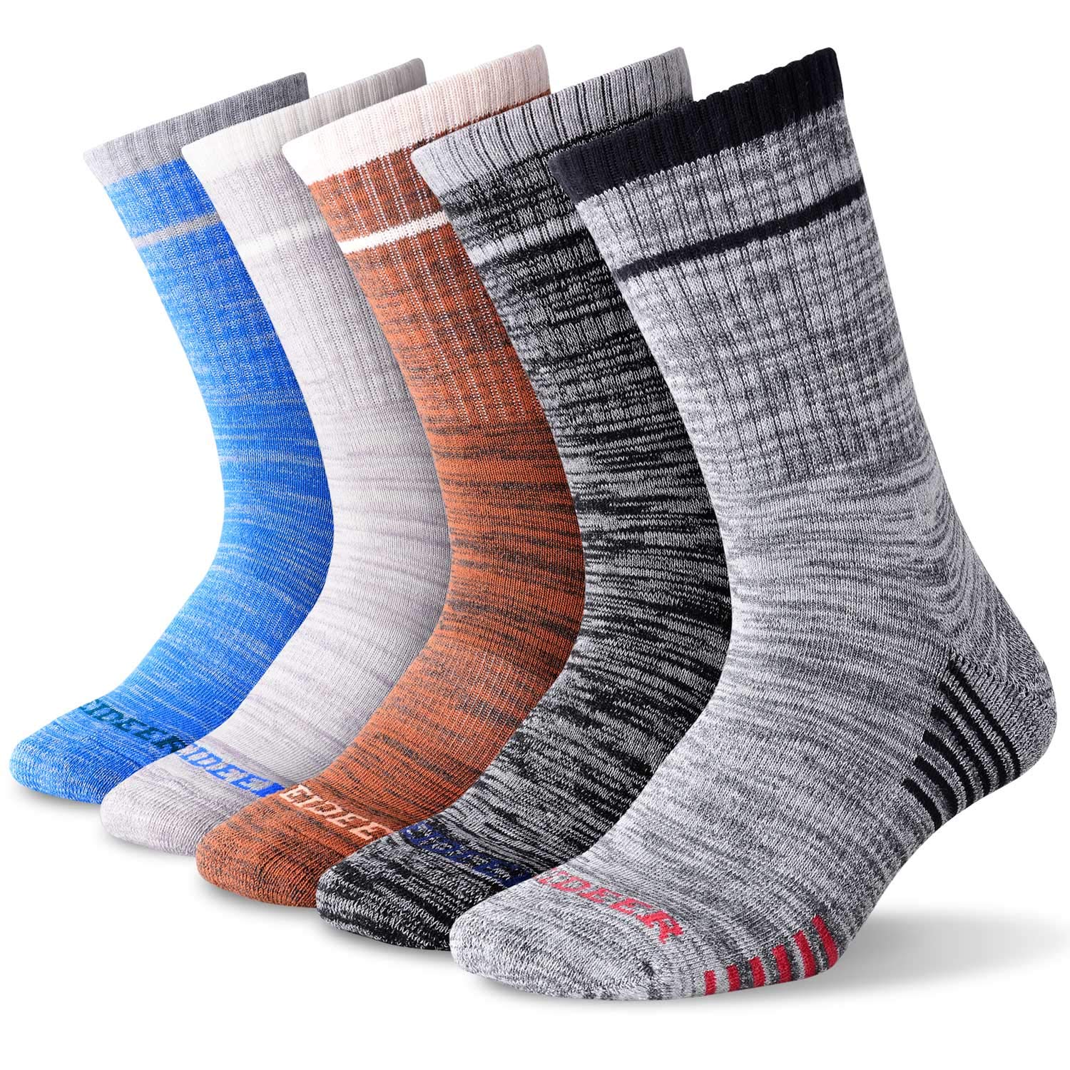 Hiking Socks Walking Socks For Men, FEIDEER 5 Pairs Outdoor Recreation Socks Moisture Wicking Crew Socks (5MSL18105-XL)