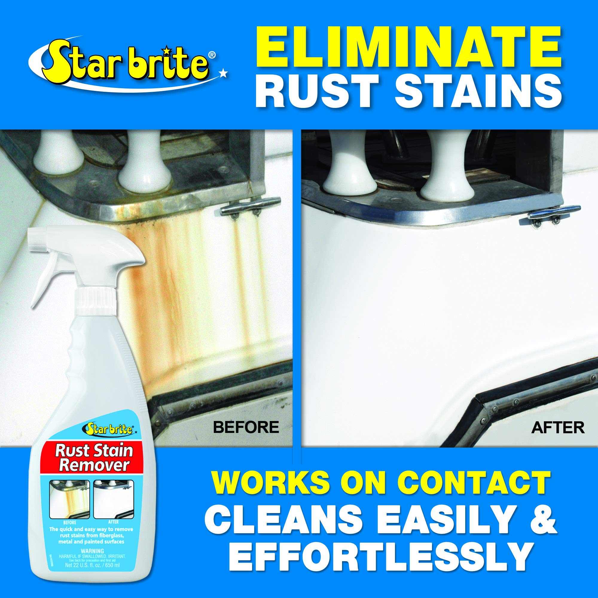 Star Brite Rust Stain Remover Spray - Instantly Dissolve Corrosion Stains On Fiberglass, Vinyl, Fabric, Metal & Painted Surfaces