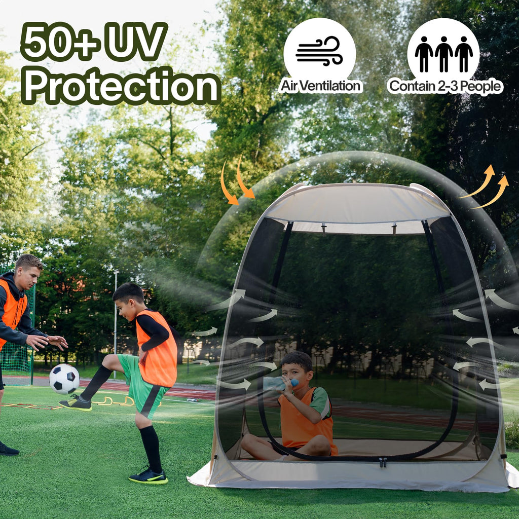 Alvantor Pop Up House Tent, Outdoor Canopy Tent With Uv Resistant, Easy Up Foldable Screen House For Camping Garden, Beige, 6 X6