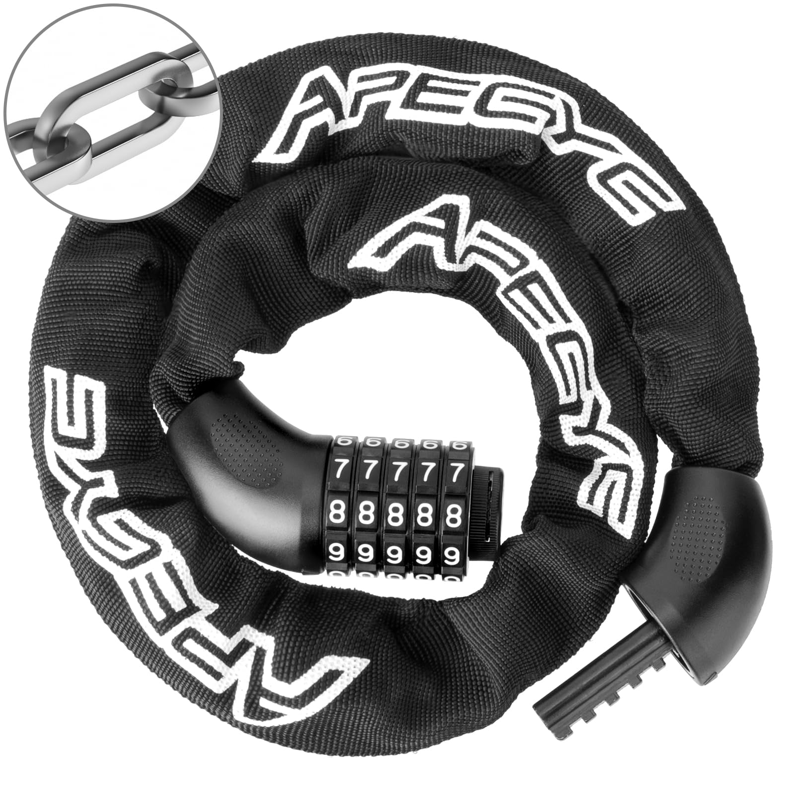 APECYC Bike Chain Lock Heavy Duty, 5 Digit Combination Anti-Theft Bicycle Lock, 3 FT Hardened Steel Square Links Locks for Bike,