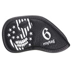 Caiobob Mytag Golf Iron Head Cover Wedge Headcover Set Black Synthetic Leather Skull Skeleton Irons Protector (10Pcs Iron Set(3,