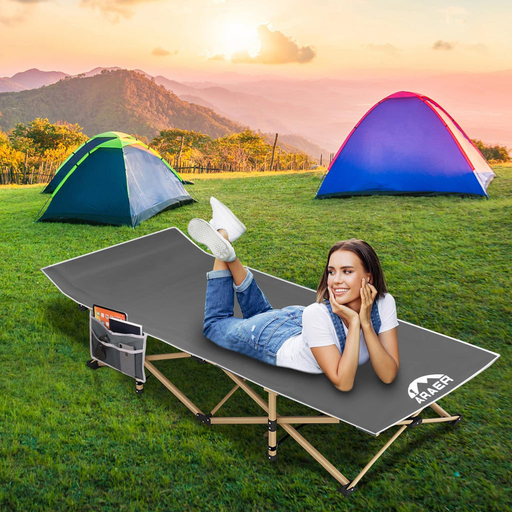 Camping Cot, 450Lbs(Max Load), Portable Folding Outdoor Bed With Carry Bag For Adults Kids, Heavy Duty Cot For Traveling Gear Su