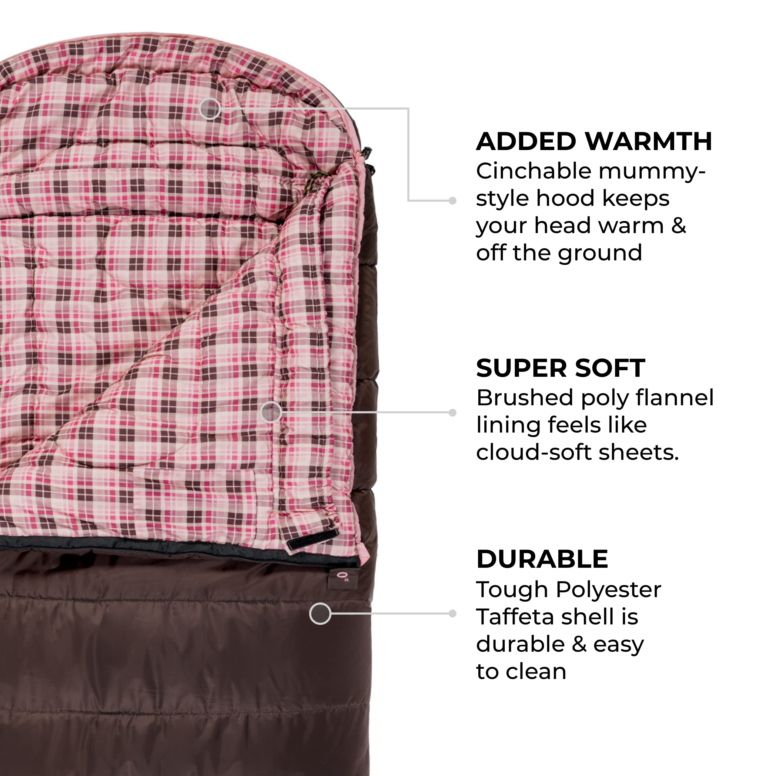 Teton Sports Celsius Regular Sleeping Bag; Great For Family Camping, Brown Poly Liner, Right Zip , 80 X 33-Inch