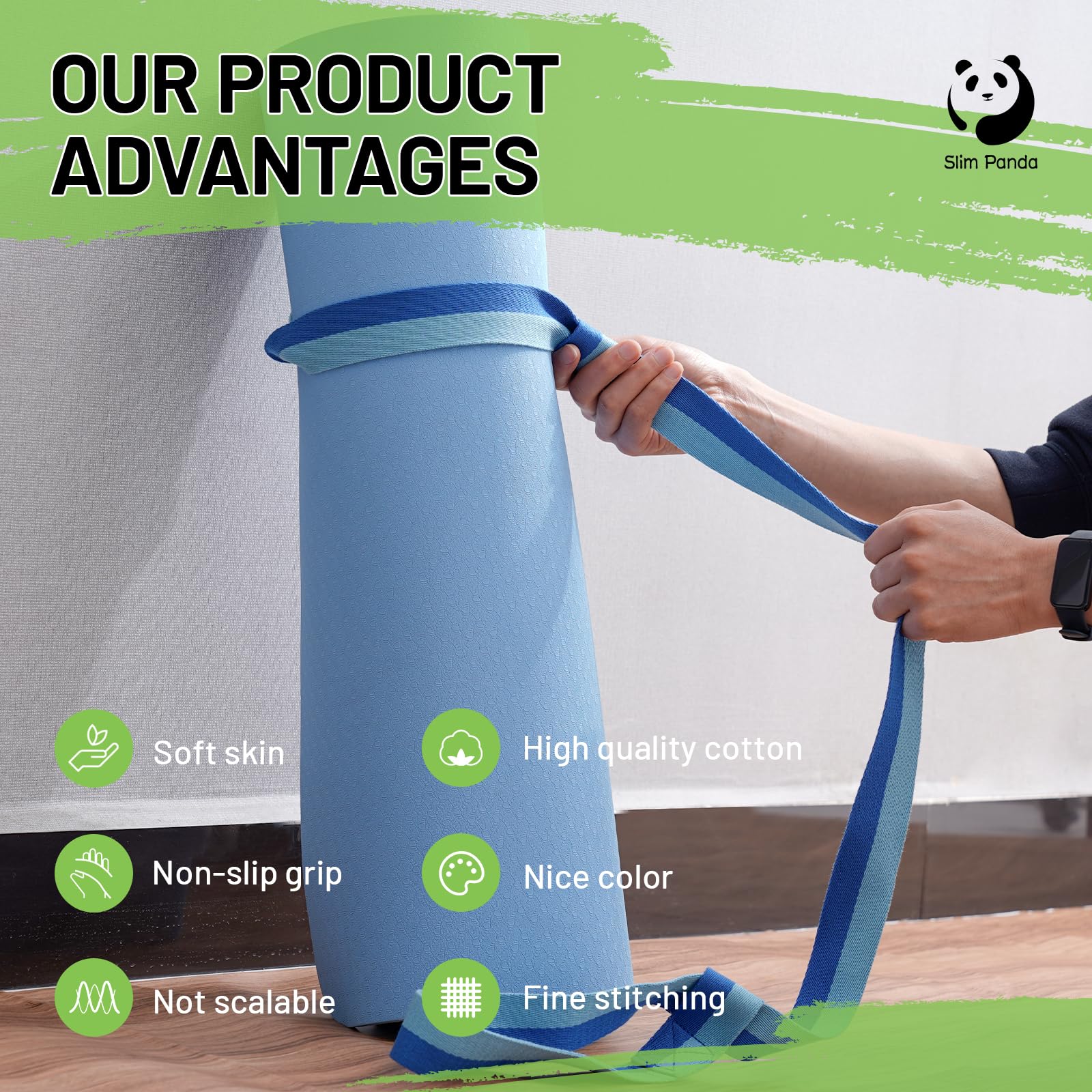 Slim Panda Yoga Mat Straps For Carrying,Adjustable Yoga Mat Carrier, Yoga Mat Sling(Yoga Mat Not Included)(Ocean)