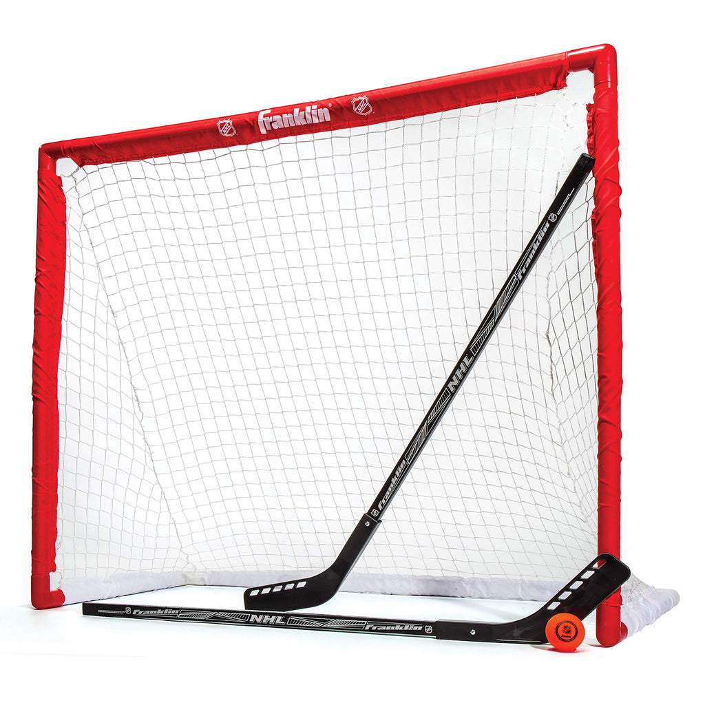 Franklin Sports Nhl Youth Street Hockey Set - (2) Kids Junior Hockey Sticks, Pvc Goal + Roller Hockey Ball Included - Indoor + O