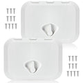 Datanly 2 Pcs Marine Deck Access Hatch 14.76   10.63 White Rectangle Boat Deck Hatch & Lid with 20 Screws Non Slip Surface for M