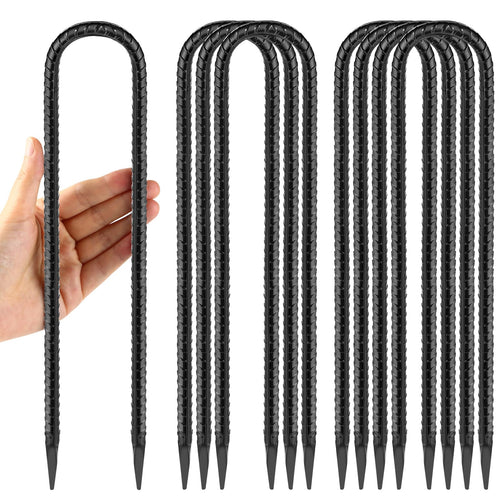 12 Inches Trampoline Wind Stakes, Heavy Duty U Stakes for Ground, 8-Pack Trampoline Tie Down Anchor Kit for Swing Set and Soccer