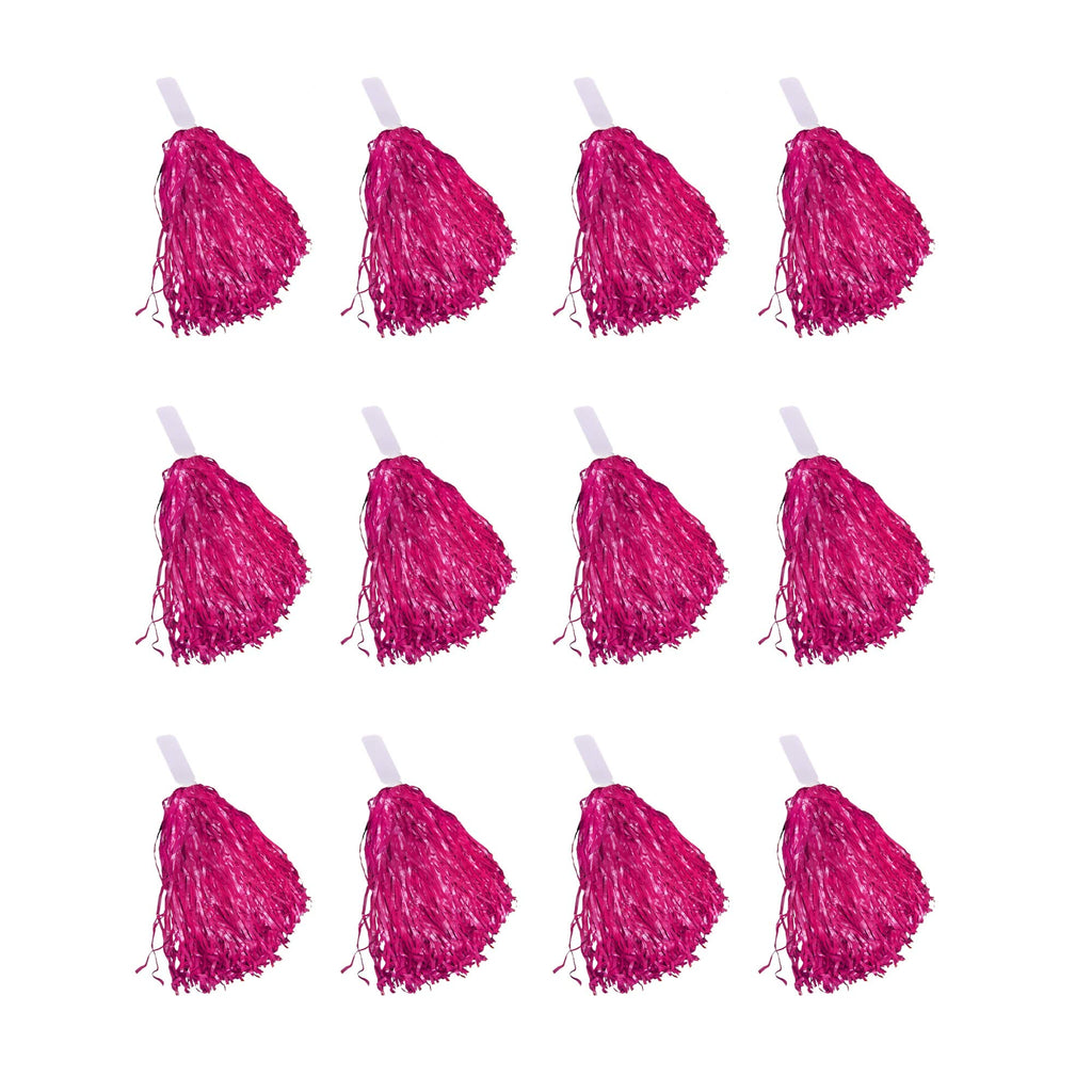 Windy City Novelties - 12 Pack - Pink Cheerleader Pom Poms  Cheerleading Supplies, Halloween Costume Accessory, Team Spirit, Dan